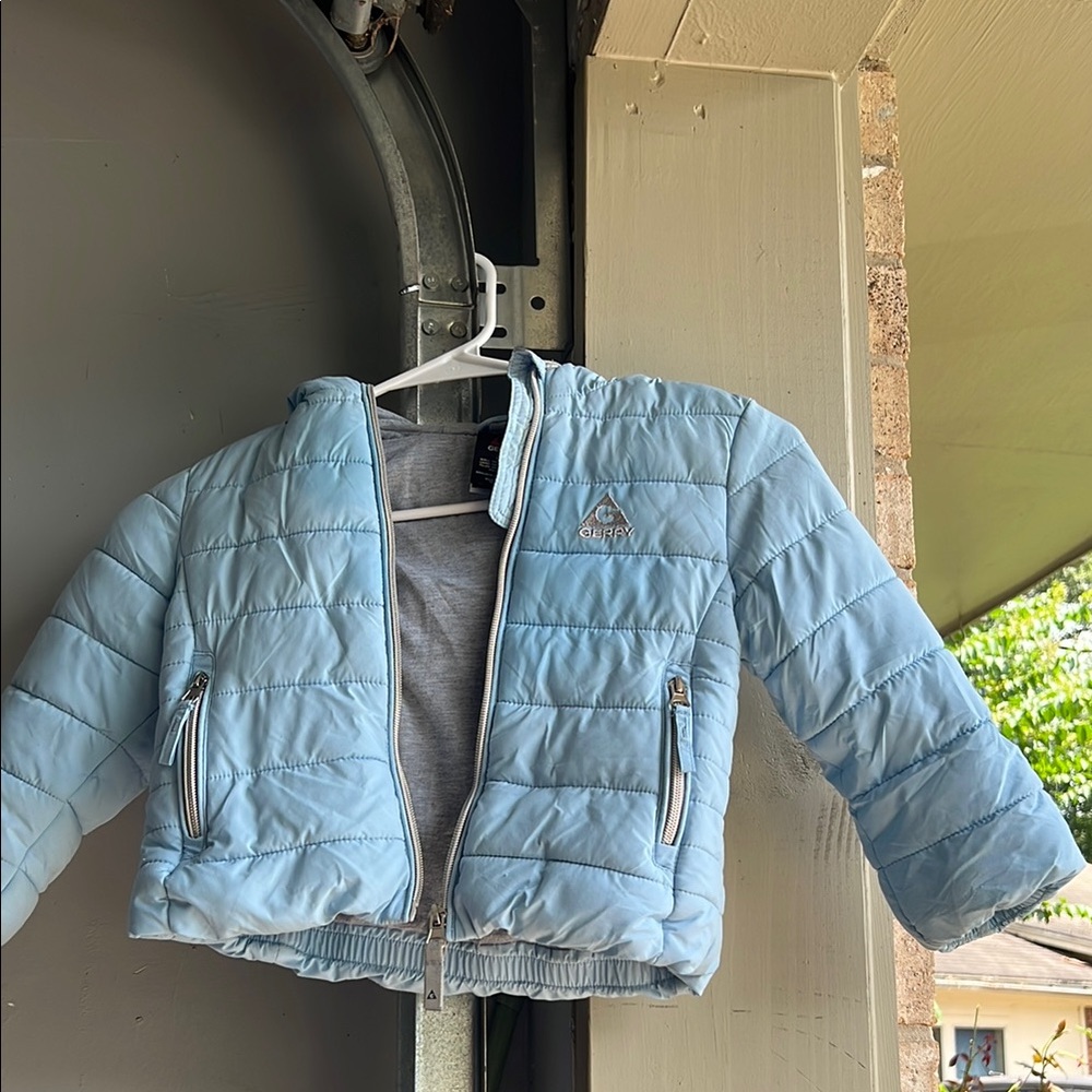 Adidas Blue Quilted Puffer Jacket Insulated Short Length
